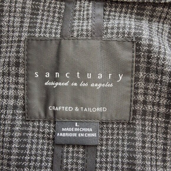 Sanctuary Womens One-Button Gray Plaid Blazer Two Front Flap Pockets Size 8 - Picture 8 of 10